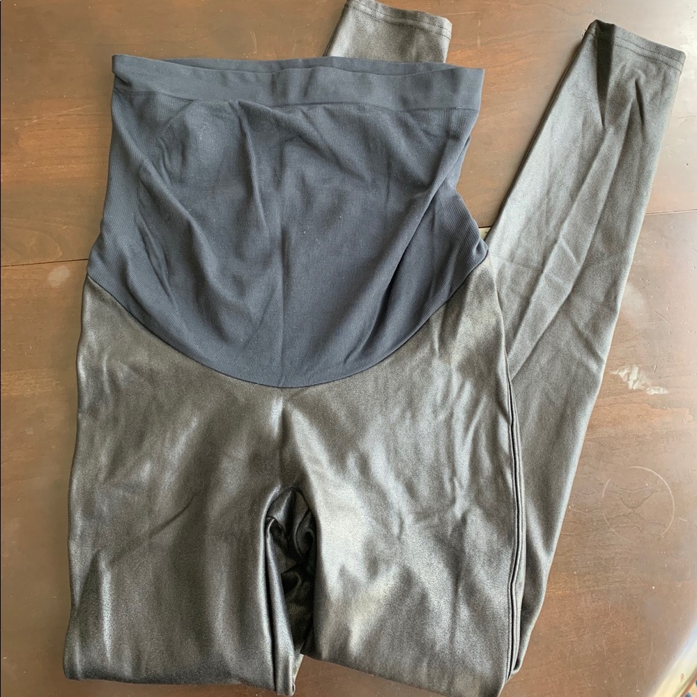 Spanx maternity faux leather leggings